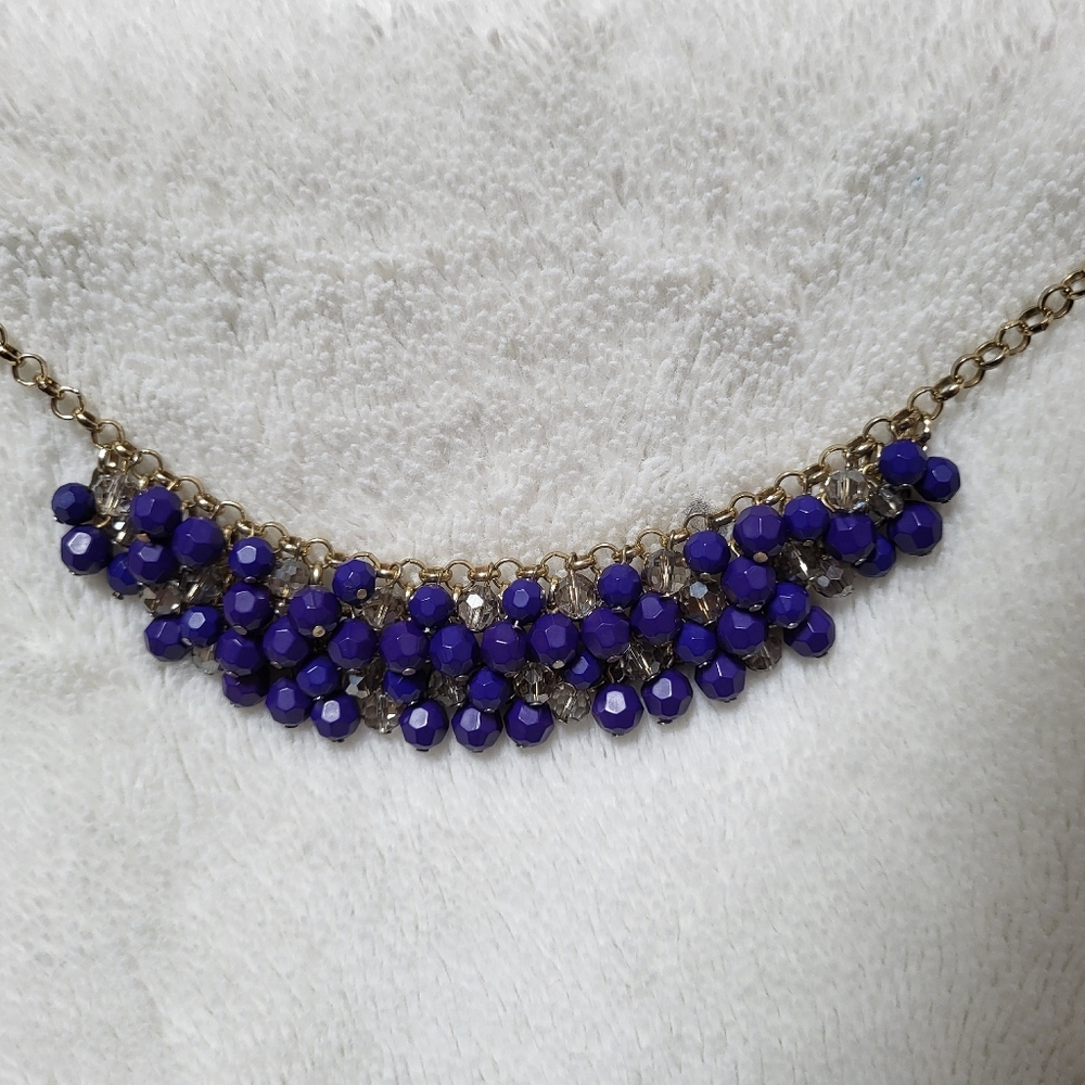 Vintage Banana Republic Blue and Clear Beaded Necklace!